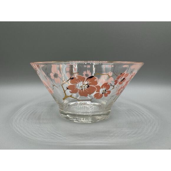 Dip Bowl Replacement Pink Flowers Cherry Blossoms Gold Trim Branches Vintage Sm - Picture 1 of 6